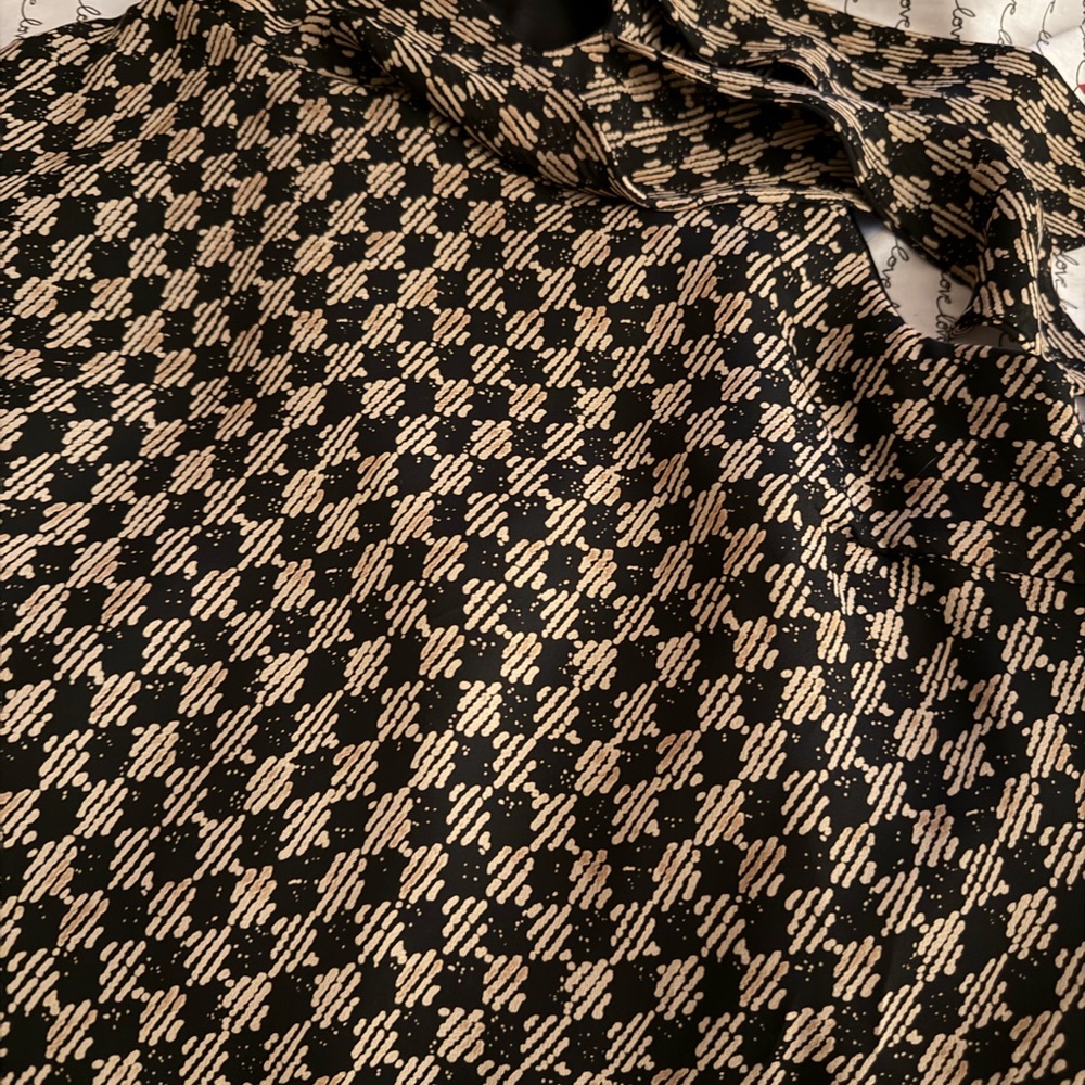 Talbots Black and Cream Patterned blouse